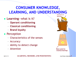 CONSUMER LEARNING