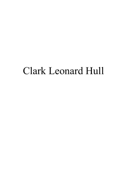 Clark Leonard Hull - the history of computing project