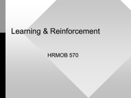 Learning & Reinforcement - University of Washington