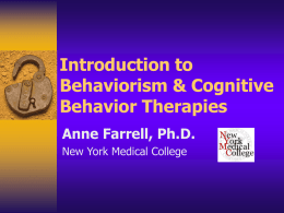 Introduction to Cognitive Behavior Therapies