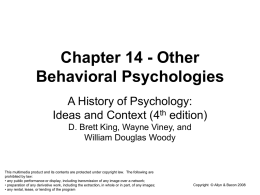 Chapter 14 - Other Behavioral Psychologies