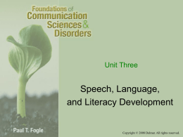 Unit 03 Speech Language and Literacy Development