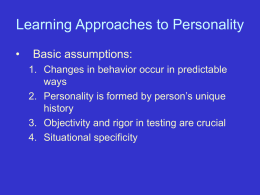 Learning Approaches to Personality