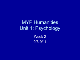 MYP Humanities psychology week 2