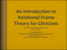 Relational Frame Theory - Association for Contextual Behavioral