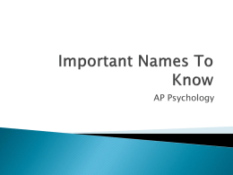 Important Names To Know