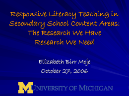 Responsive Literacy Teaching in Secondary School Content Areas