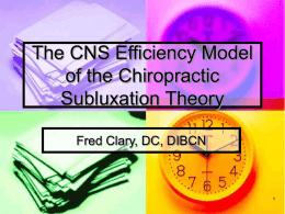 The CNS Efficiency Model of the Chiropractic Subluxation