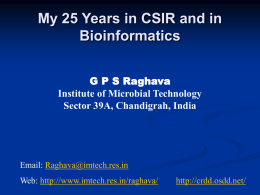 Role of Bioinformatics Tools in Biological Research G. P