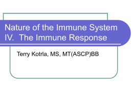 Nature of the Immune System The Immune Response