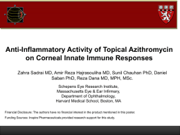 Anti-Inflammatory Activity of Topical Azithromycin on Corneal Innate