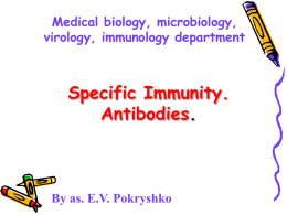 Specific Immunity. Antibodies