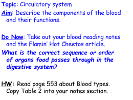 TOPIC: Transport AIM: What are the parts of the blood?