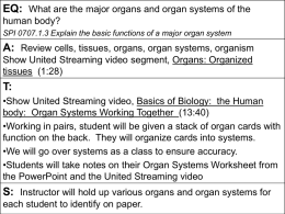 Organs to Organ Systems