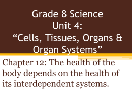 Grade 8 Science Unit 4: “Cells, Tissues, Organs & Organ