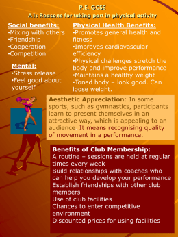P.E. GCSE A1: Reasons for taking part in physical activity