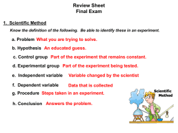 Review for Final Exam - 2015