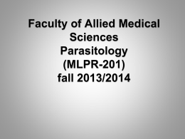 Faculty of Allied Medical Sciences Parasitology