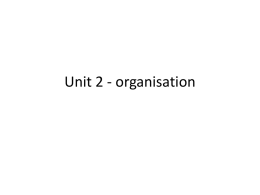 Unit 2 – Biology – Organisation PowerPoint