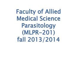 Faculty of Allied Medical Science Parasitology (MLPR-201)