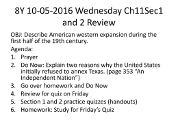 8Y 10-05-2016 Wednesday Ch11Sec1 and 2 Review