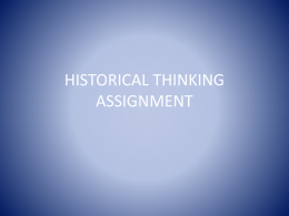 HISTORICAL THINKING ASSIGNMENT