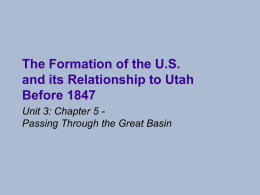 The Formation of the U.S. and its Relationship to Utah
