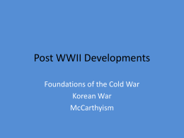 Post WWII Developments