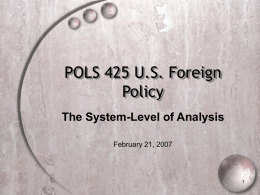 POLS 425 US Foreign Policy - Cal State LA