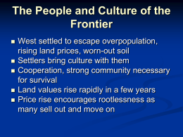 The People and Culture of the Frontier