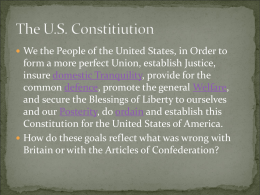 US Constitution - RMPS8thGradeHistory