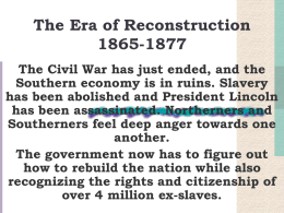 Economic Problems of the US during Reconstruction