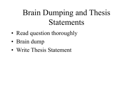 Brain Dump and write a Thesis