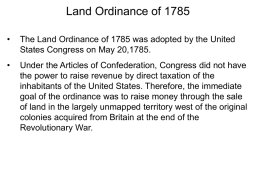 Land Ordinance of 1785 and Northwest Ordinance of 1787 Power