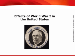 Effects of WWI at Home