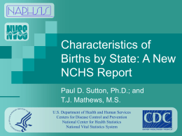 Characteristics of Births by State: A New NCHS Report