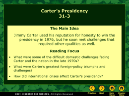 Lesson 31-3: Carter`s Presidency