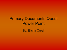 Primary Documents Quest Power Point