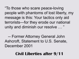 Civil Liberties after 9/11 - September 11, 2001: United States and