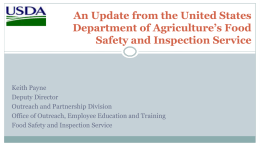 An Update from the United States Department of Agriculture`s Food