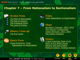 Nationalism to Sectionalism