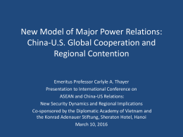 New Model of Major Power Relations: China