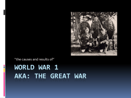 World War 1 aka: the great war