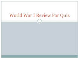 World War I Review For Quiz
