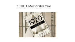 1920: A Memorable Year