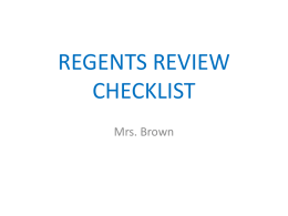 Regents Review Checklist - White Plains Public Schools