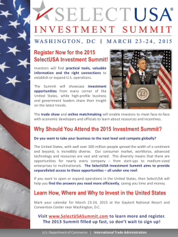 For Investors – SelectUSA 2015 Summit Flyer