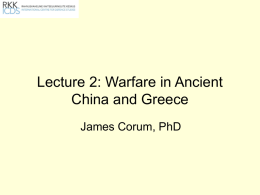 Lecture 2: Warfare in Antiquity and Middle Ages