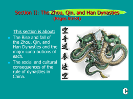 Section II: The Zhou, Qin, and Han Dynasties