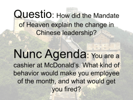 Questio: Which Dynasty ruled China most effectively? Nunc Agenda